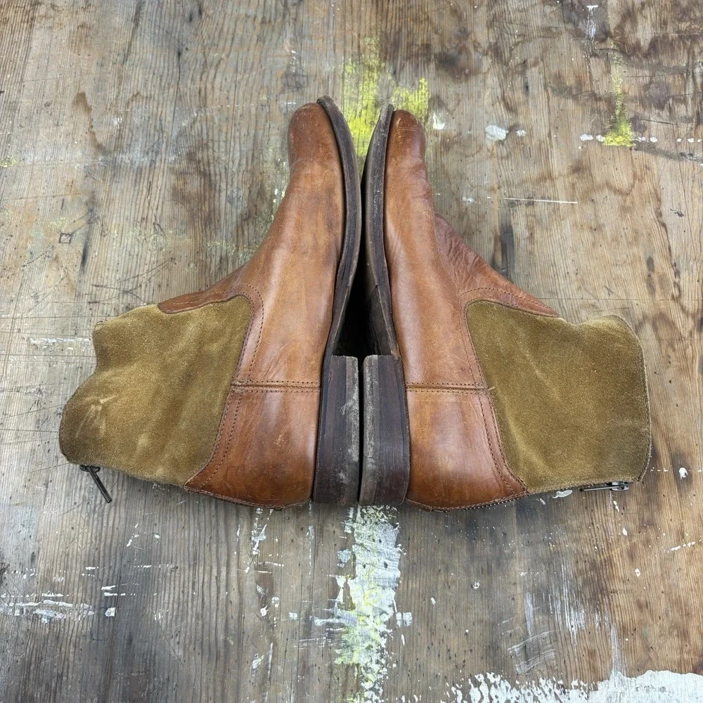 Frye Jamie Ankle Boots Women's 7.5B Brown Leather Suede Zipper Moto Western